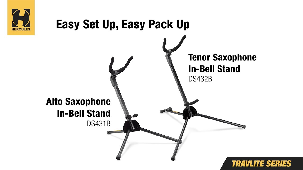 Hercules DS431B/DS432B Alto/Tenor Saxophone Stand Easy Set Up Easy Pack Up! (Full length)