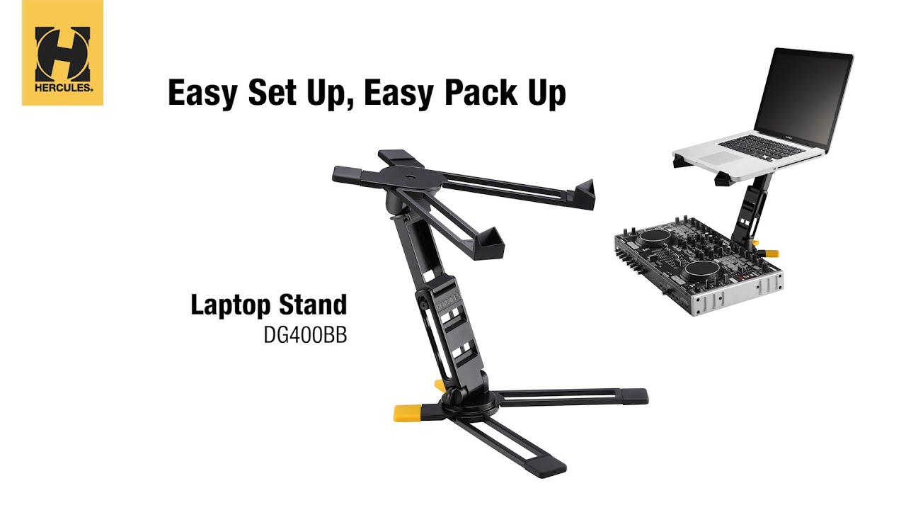 Hercules DG400BB Laptop Stand Easy Set Up Easy Pack Up! (Full length)